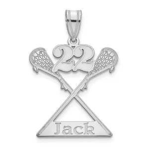 10k White Gold Personalized Lacrosse Pendant