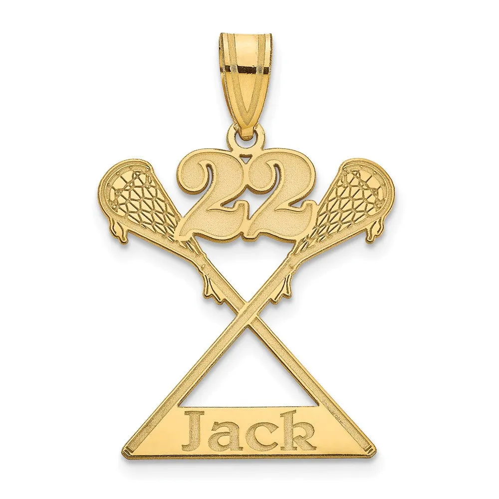 10k Yellow Gold Personalized Lacrosse Pendant
