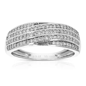1/3 cttw Lab Grown Diamond Twisted Layer Wedding Band Silver