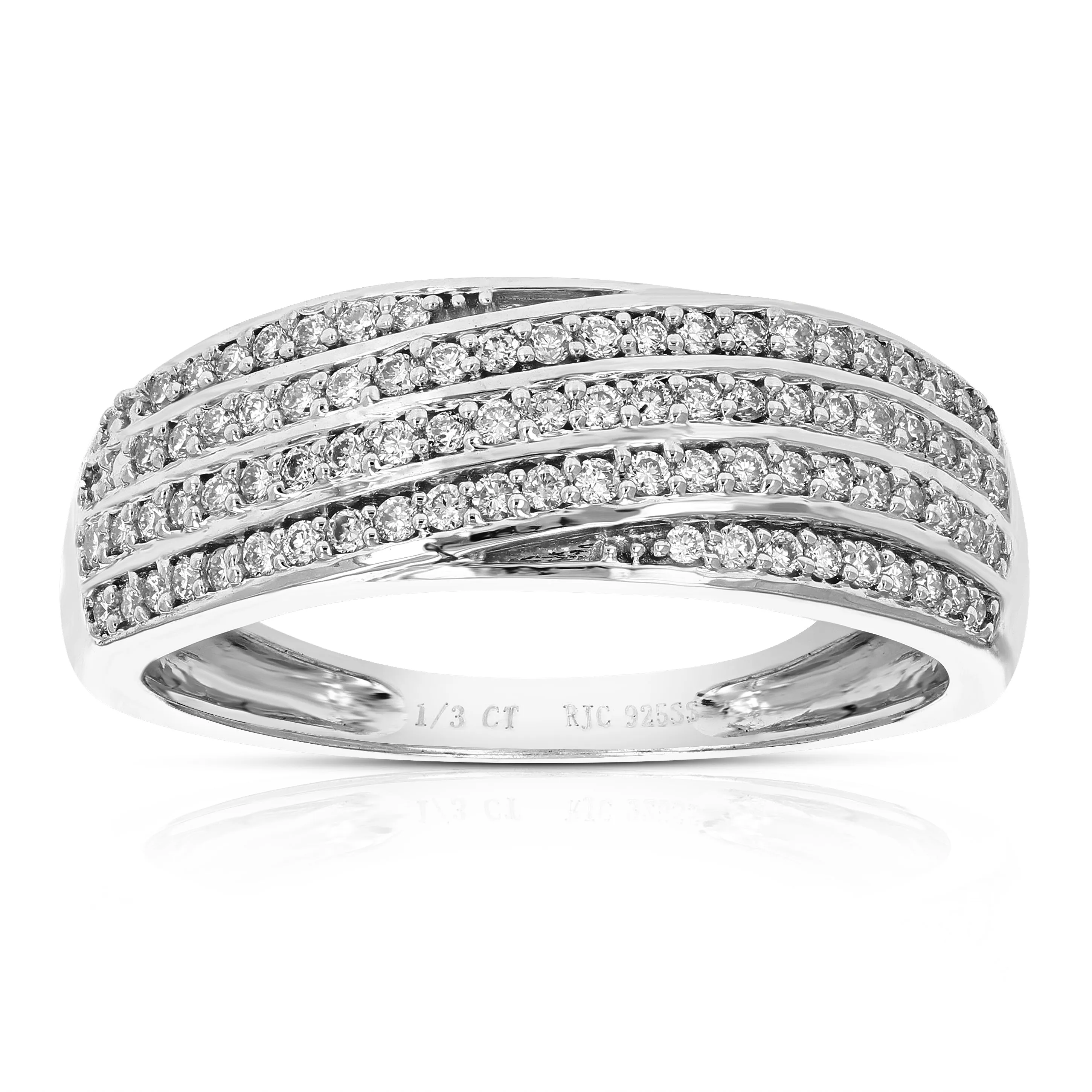 1/3 cttw Lab Grown Diamond Twisted Layer Wedding Band Silver