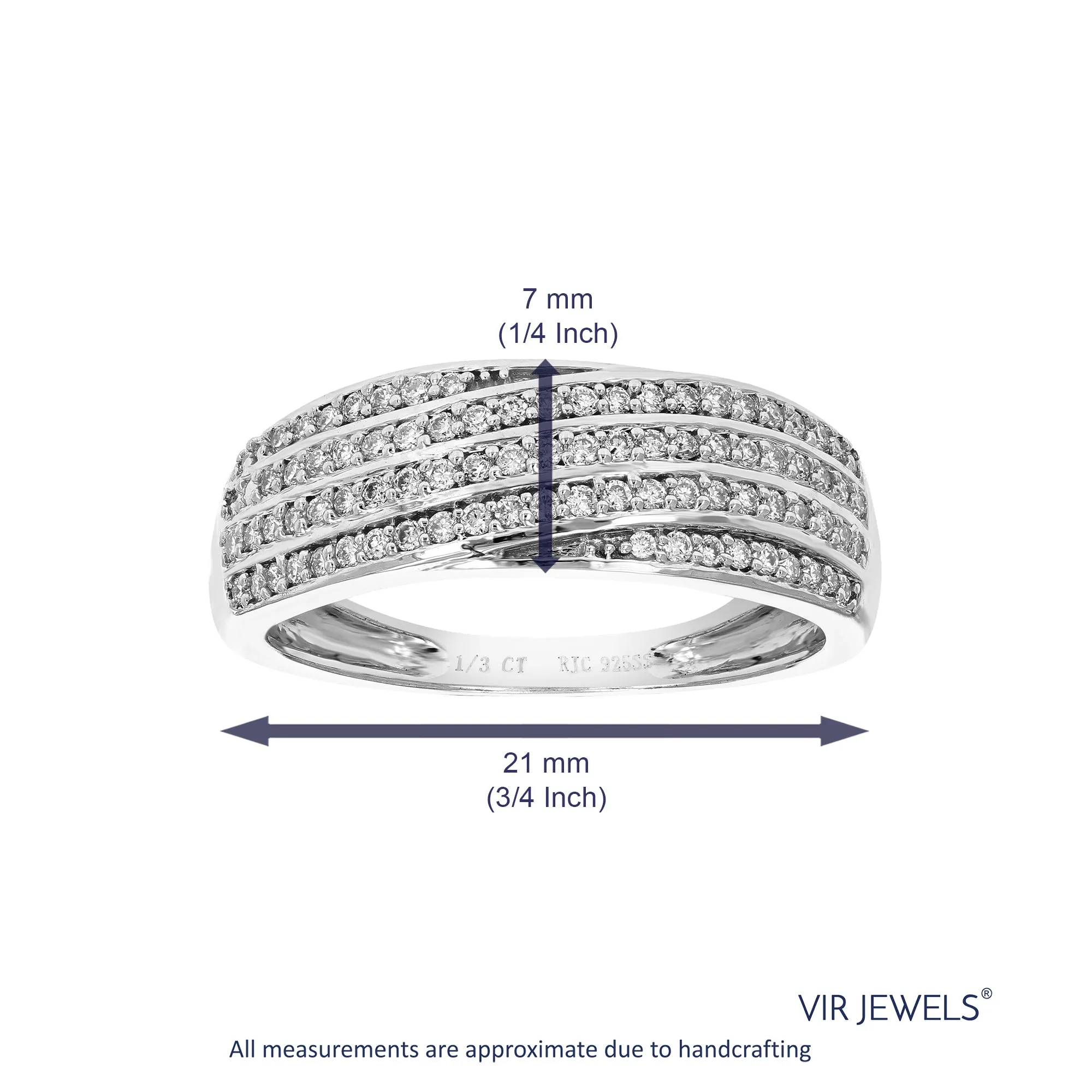 1/3 cttw Lab Grown Diamond Twisted Layer Wedding Band Silver