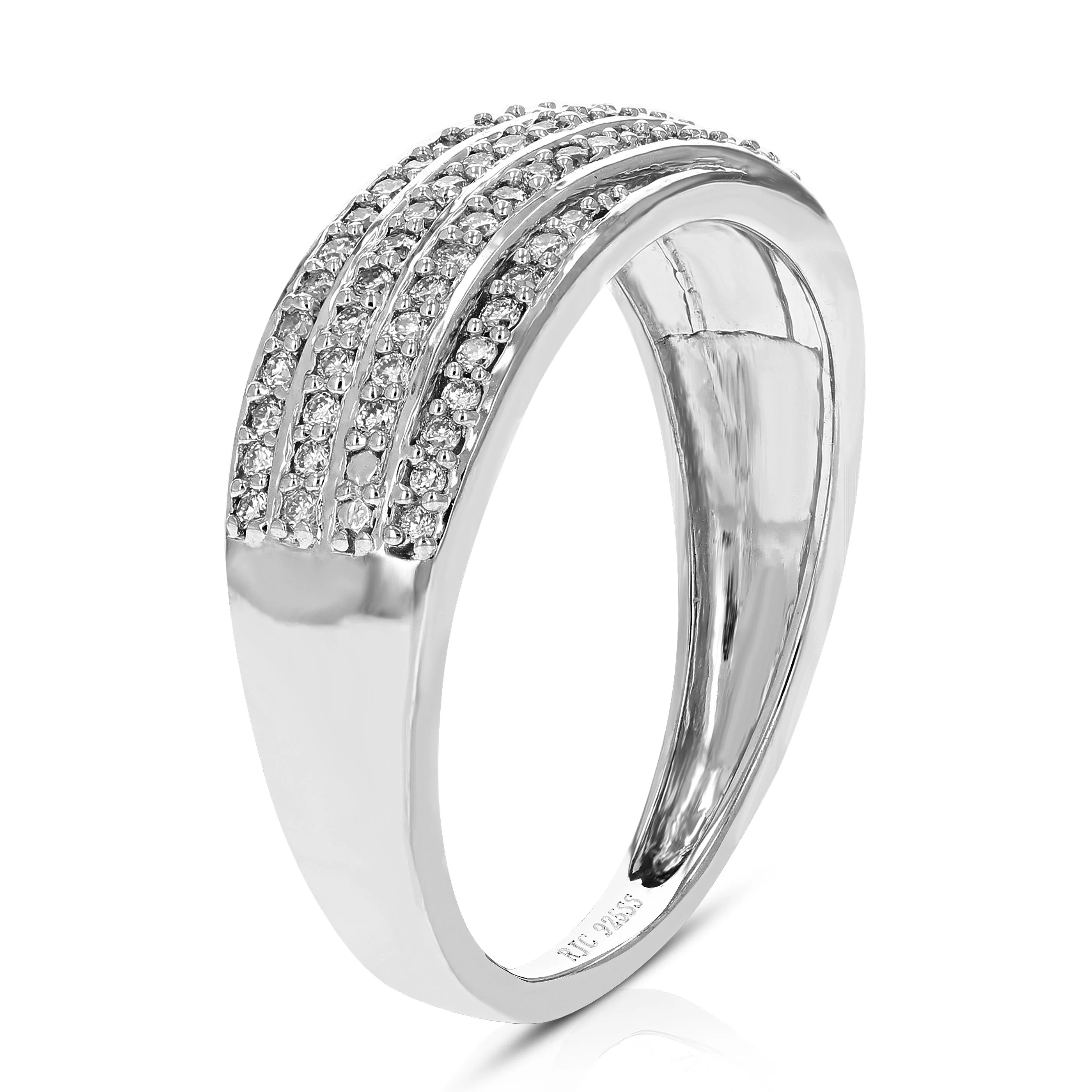 1/3 cttw Lab Grown Diamond Twisted Layer Wedding Band Silver