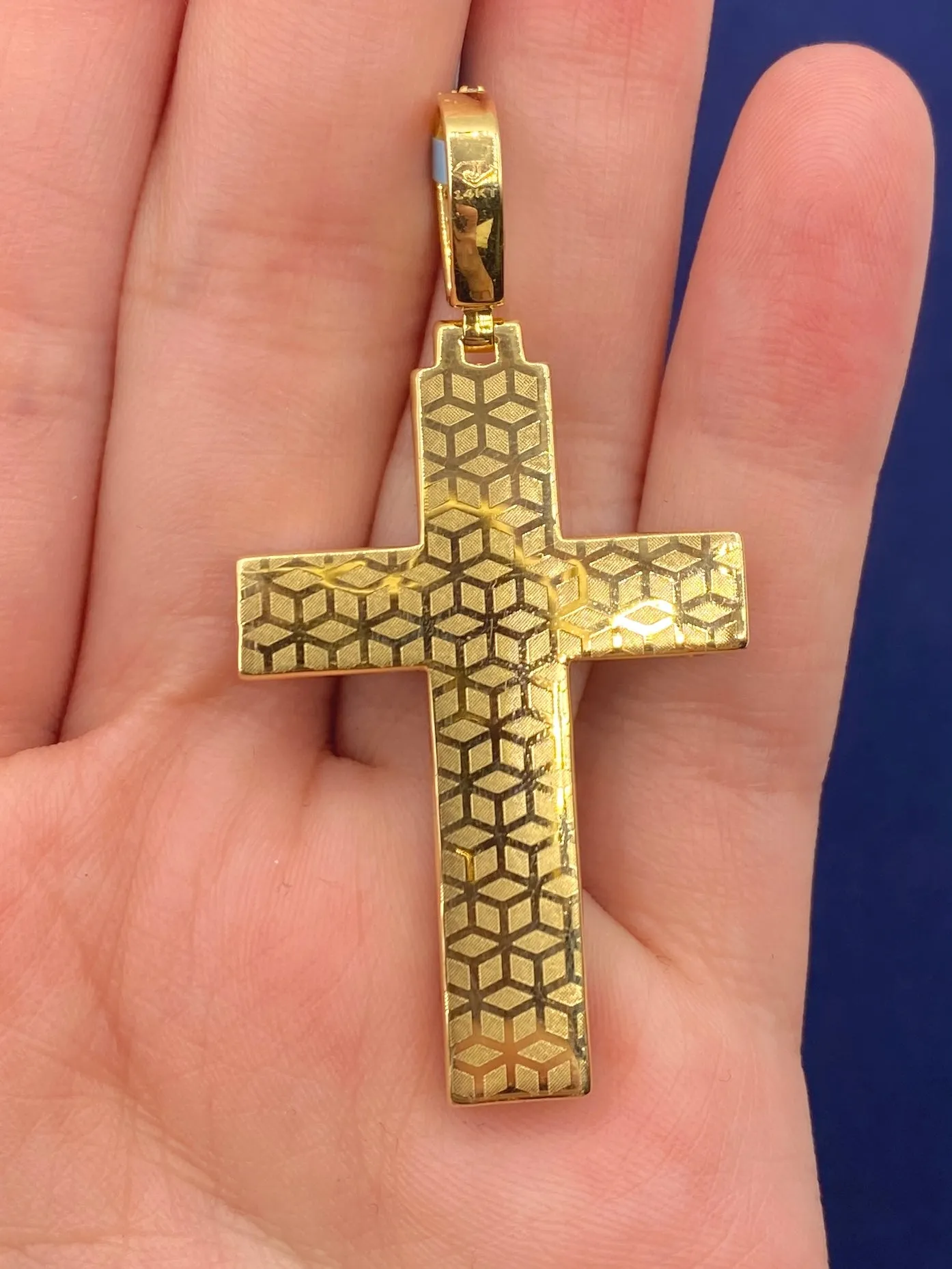14K Colorful Diamond Cross Pendant