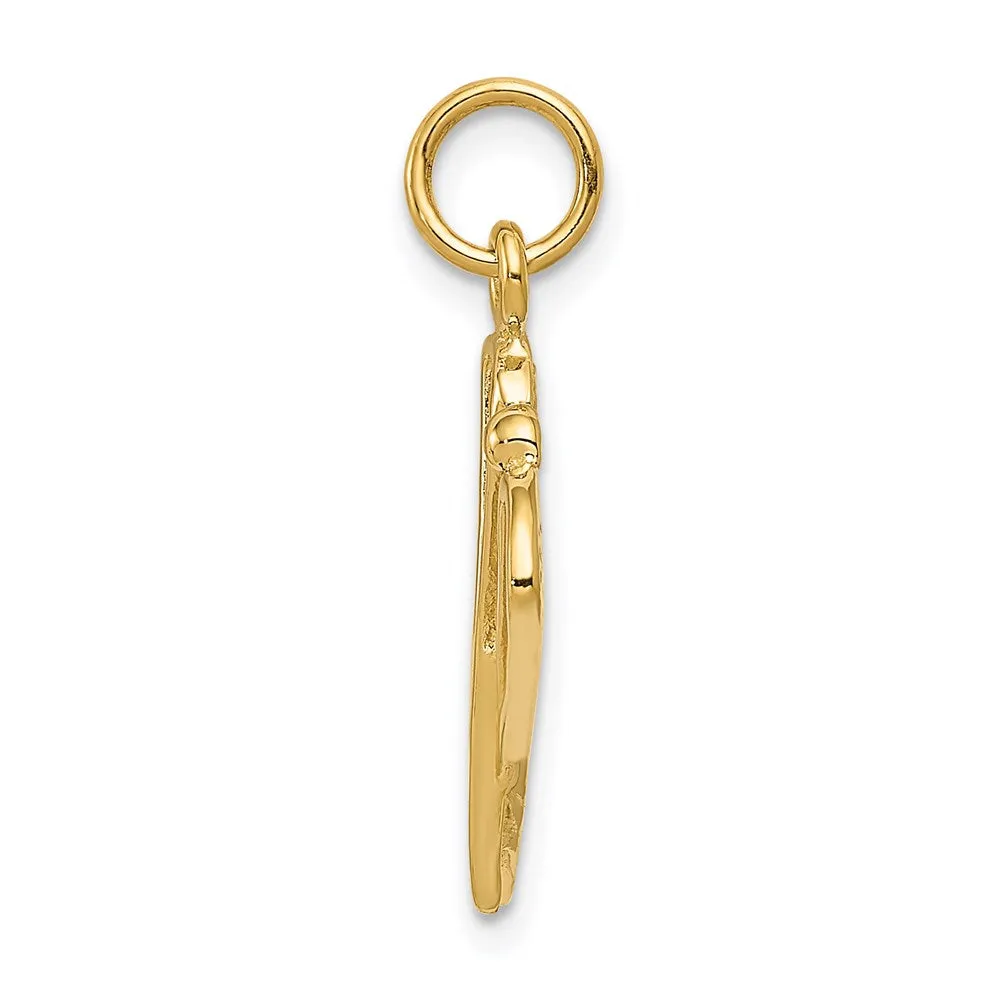 14k Polished Lacrosse Sticks Charm