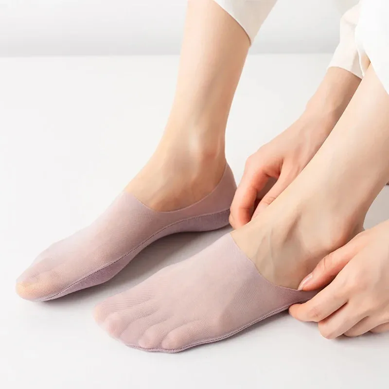 5 Pairs Women's Invisible Non-Slip Boat Socks