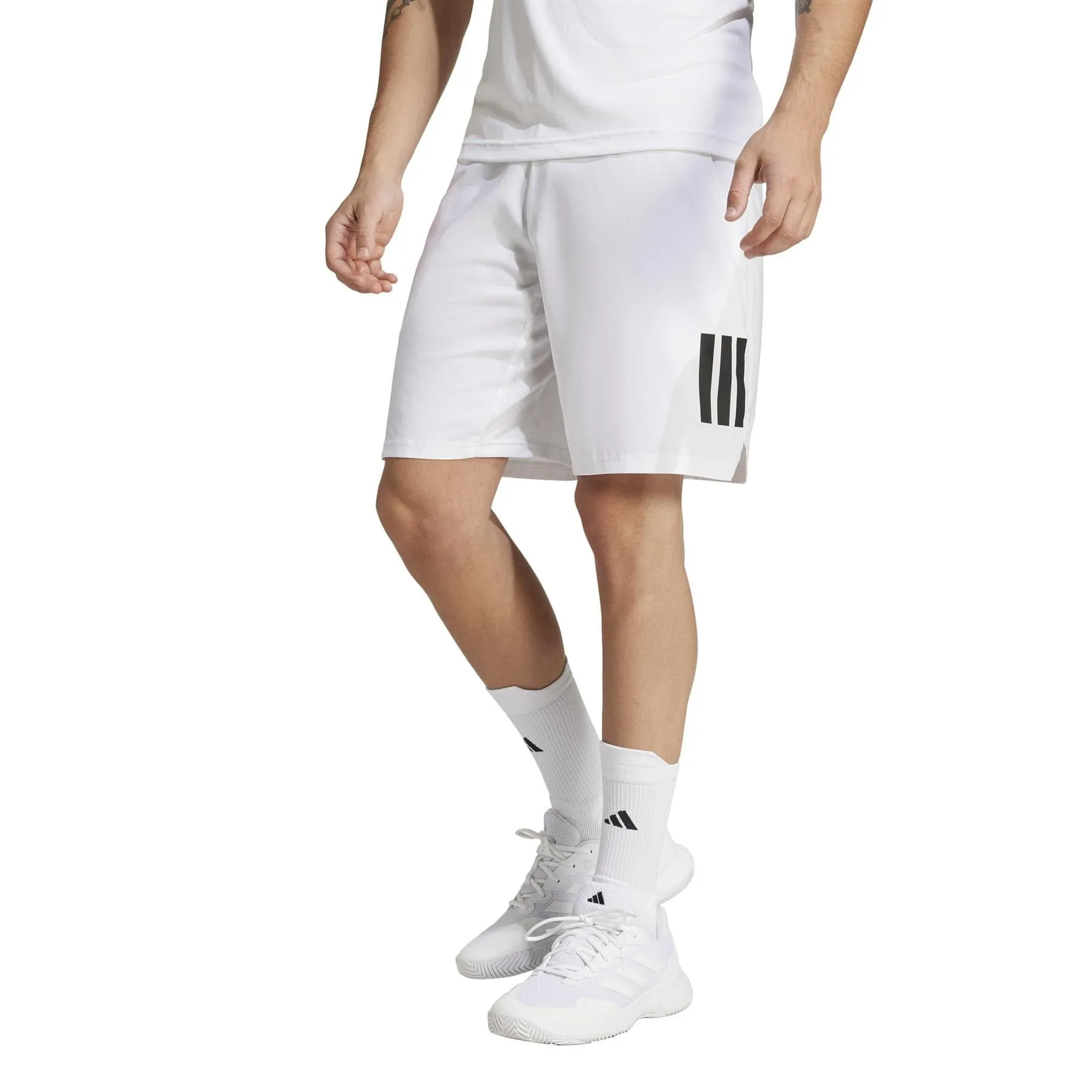 ADIDAS Mens 3 Stripe Badminton Shorts - White