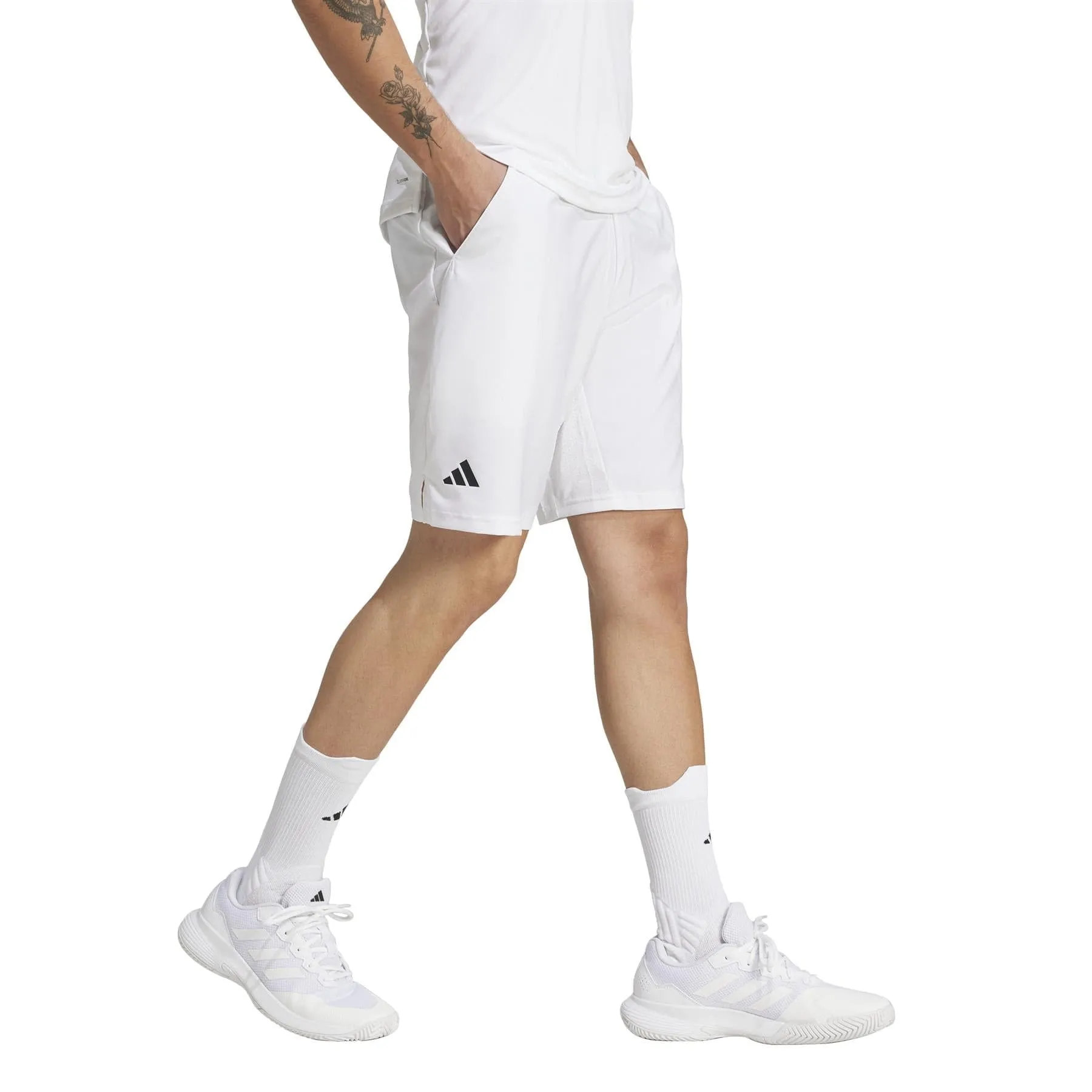 ADIDAS Mens 3 Stripe Badminton Shorts - White