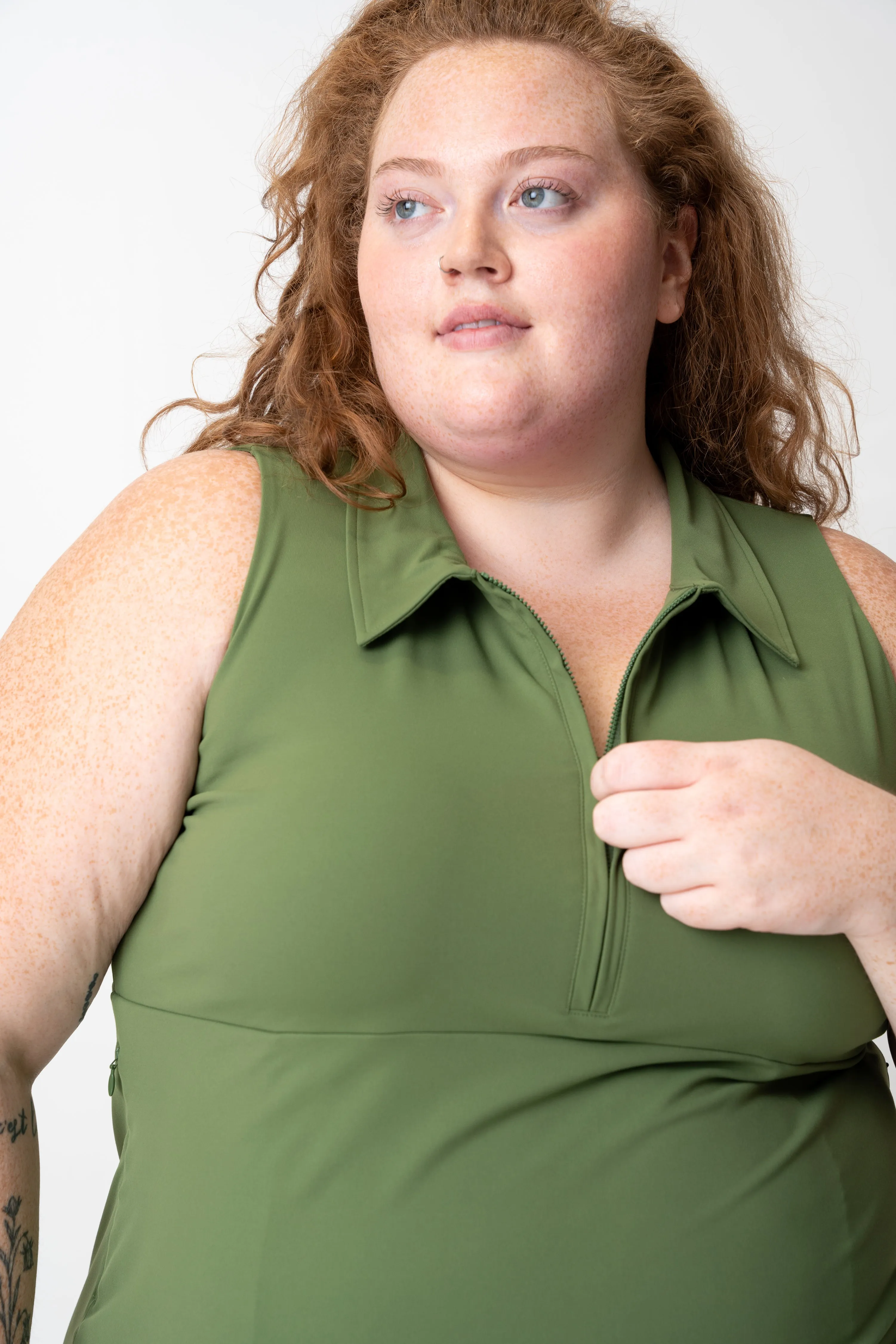 adventure performance sleeveless collared dress