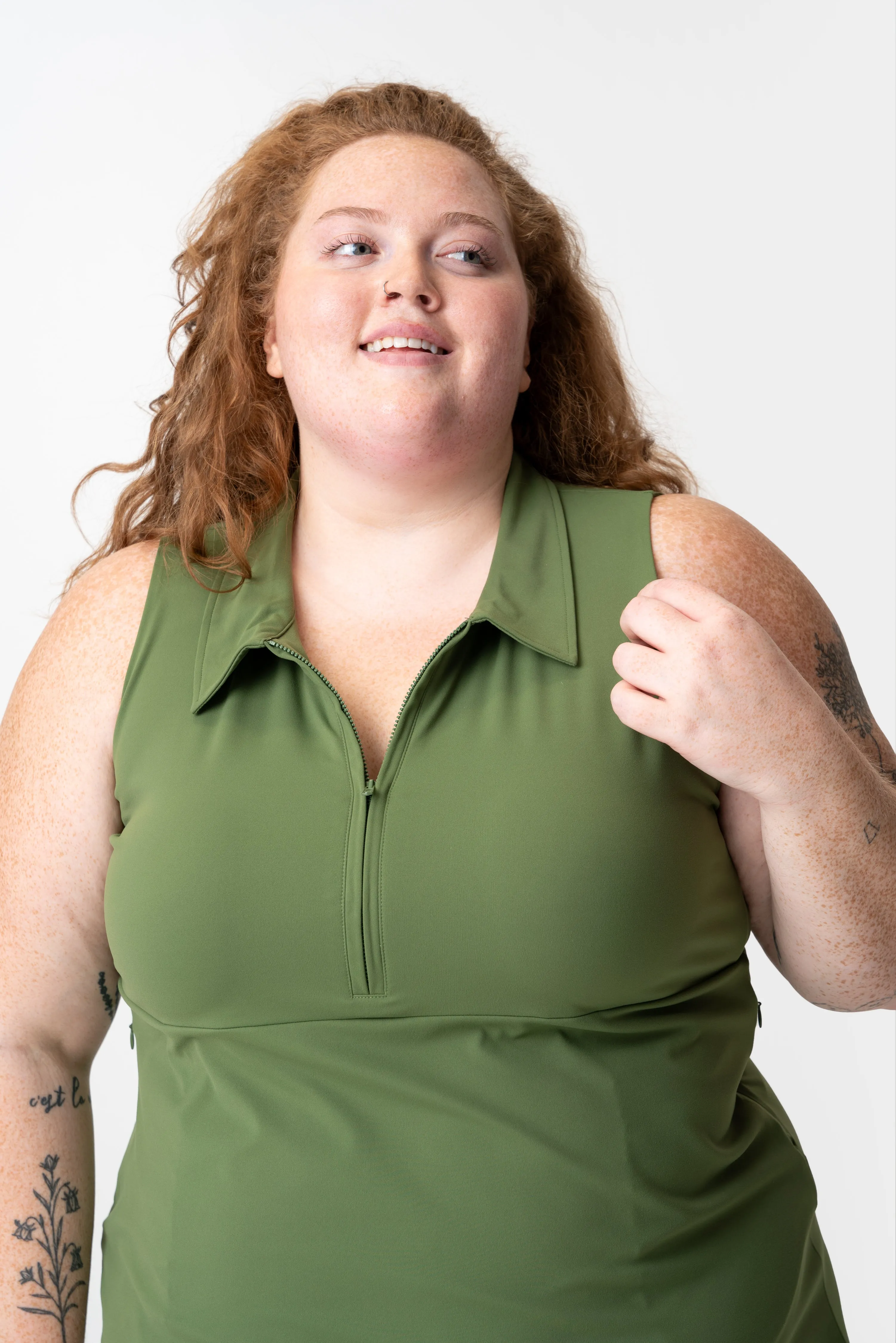 adventure performance sleeveless collared dress