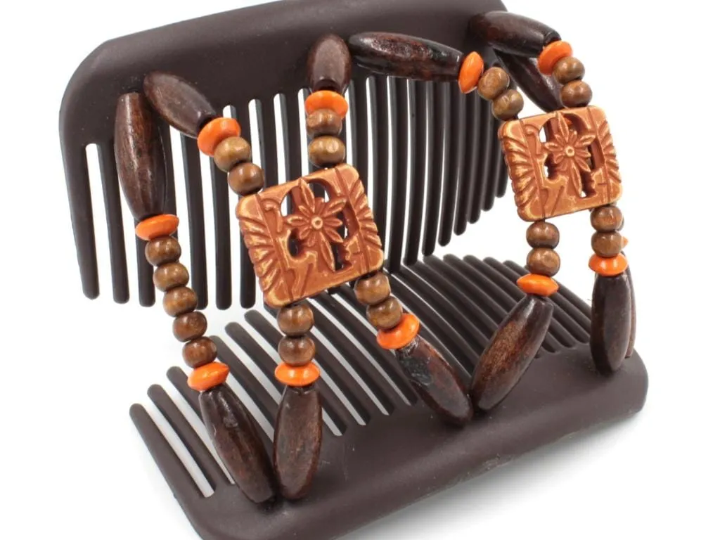 African Butterfly Hair Comb - Dupla Brown 153