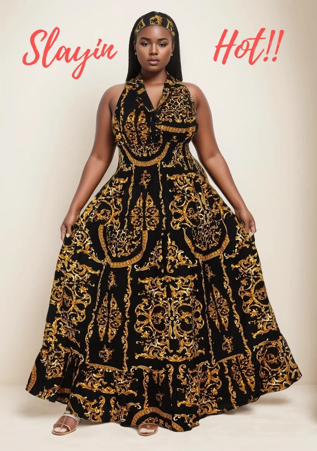 African Print Halter Dress