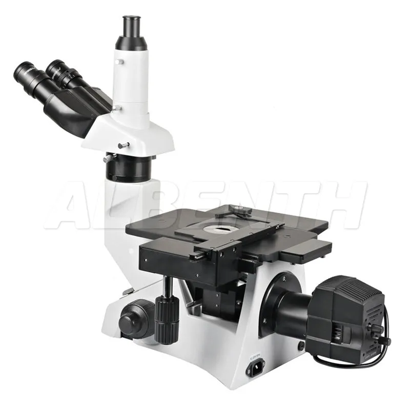 Albenth 40X-400X Trinocular Inverted Metallurgical Microscope with Polarization