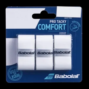 Babolat Pro Tacky Badminton Overgrip - White - 3 Pack