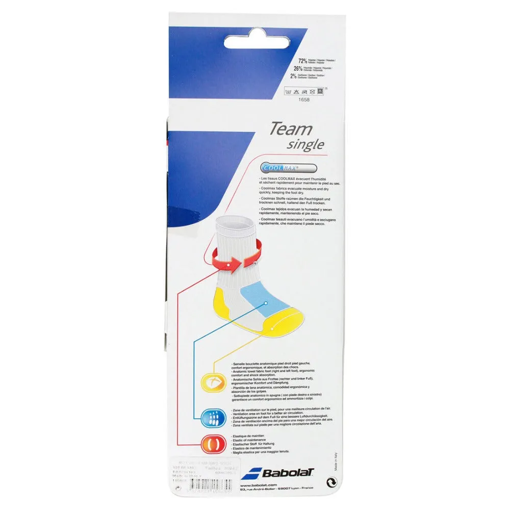 Babolat Team Single Socks with CoolMax (White) for Tennis or Badminton
