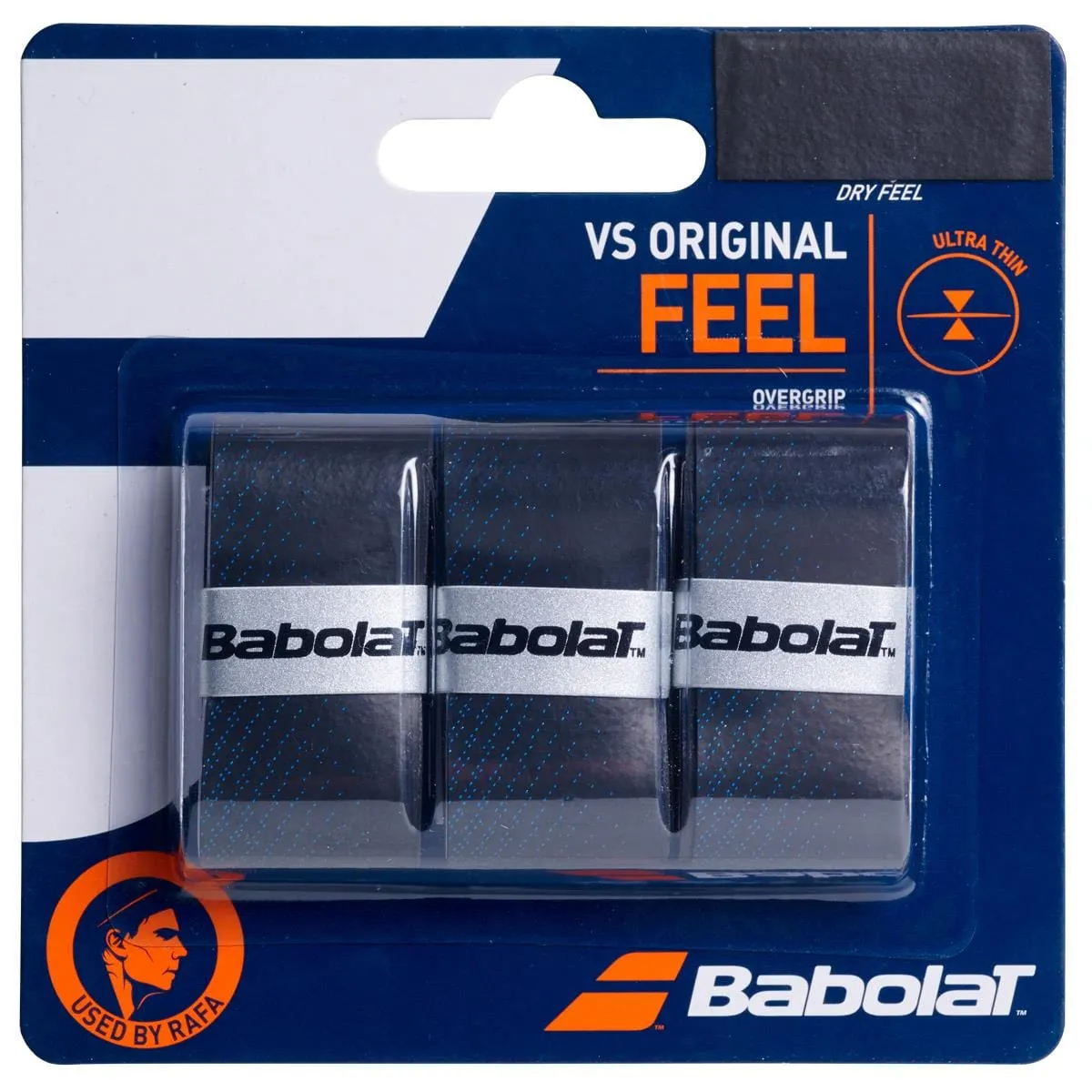 Babolat VS Original X3 Badminton Overgrip - Black / Blue