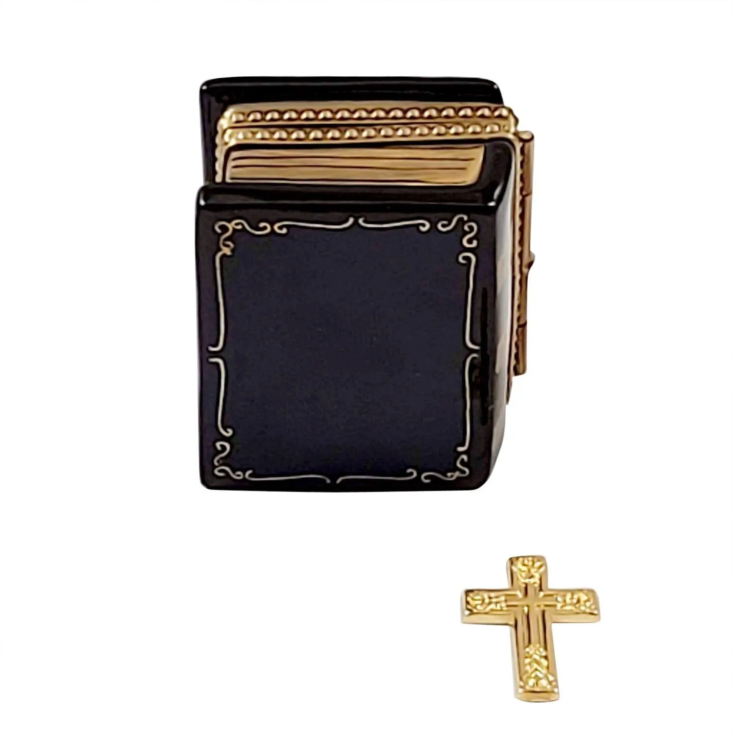 Black Bible with Removable Brass Cross