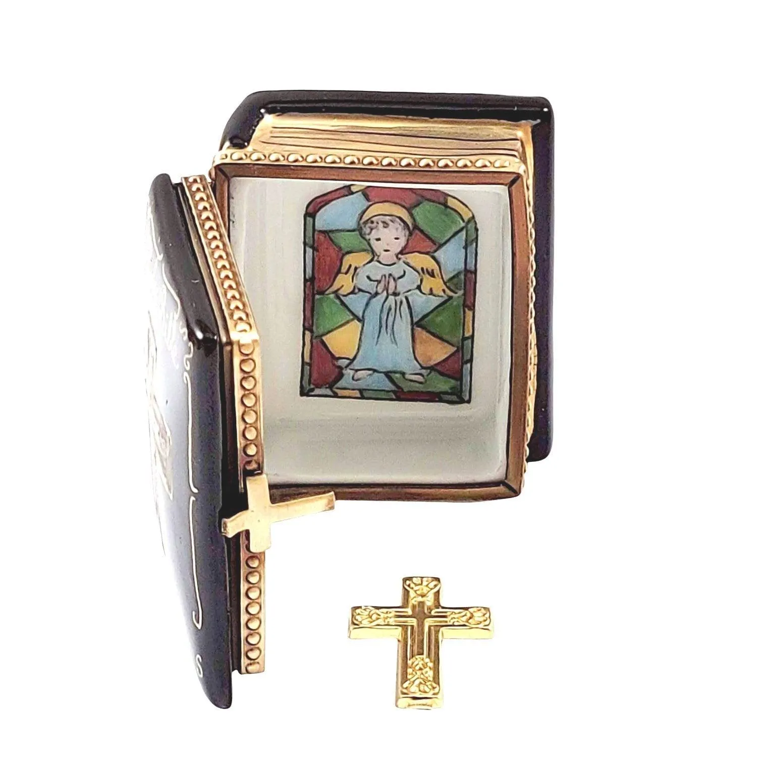 Black Bible with Removable Brass Cross