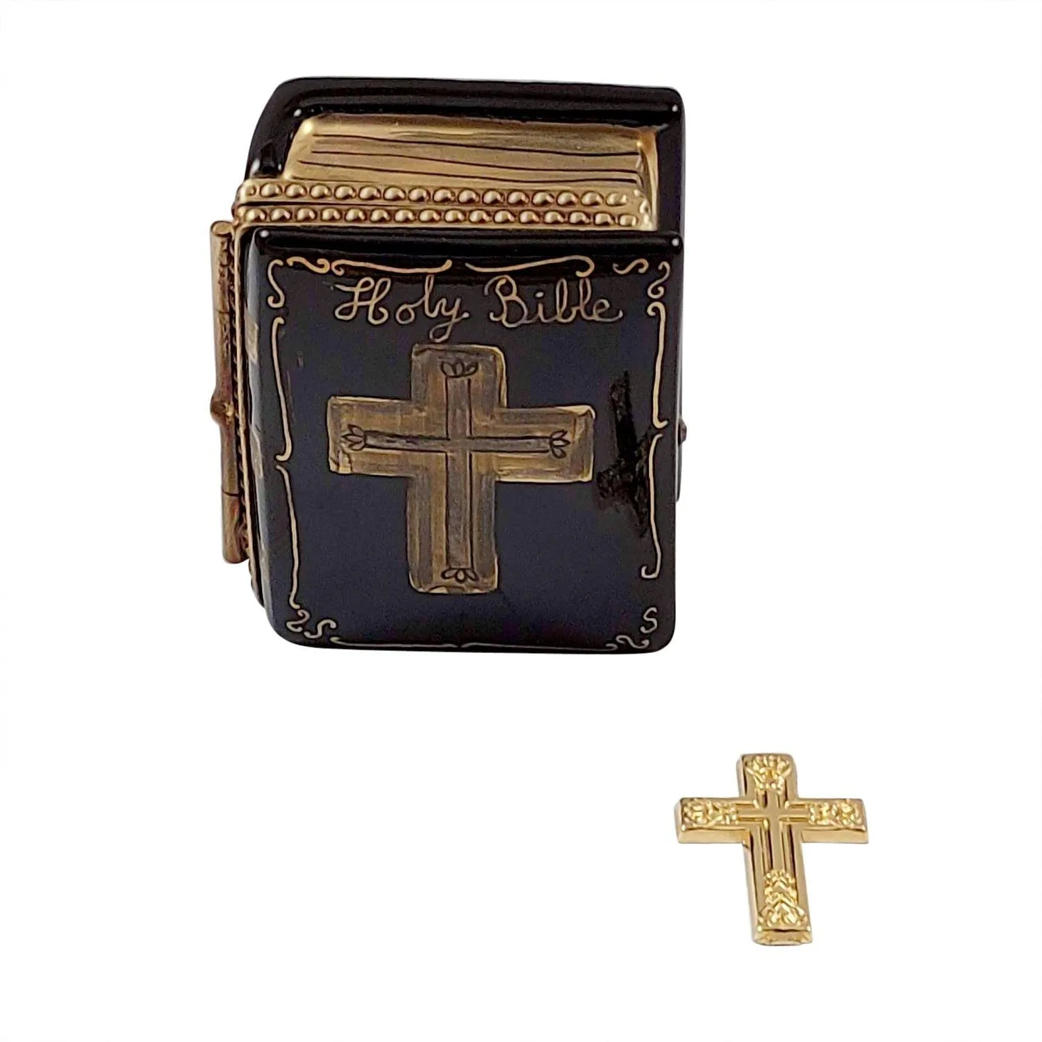 Black Bible with Removable Brass Cross