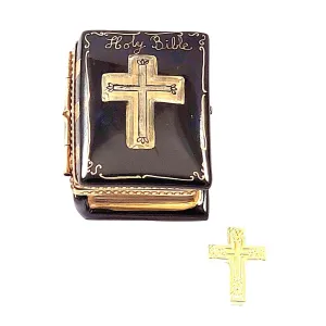 Black Bible with Removable Brass Cross
