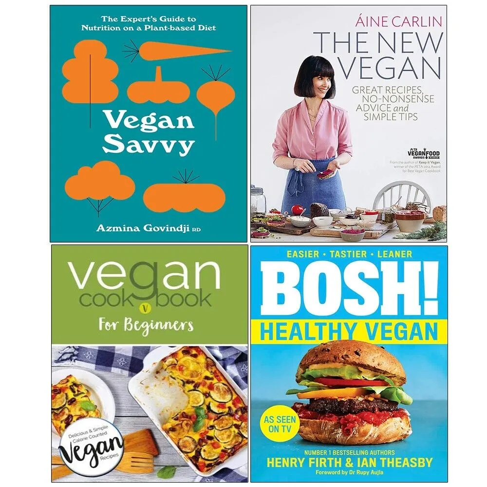 BOSH! Healthy Vegan, Vegan Cookbook,New Vegan, Vegan Savvy 4 Books Set