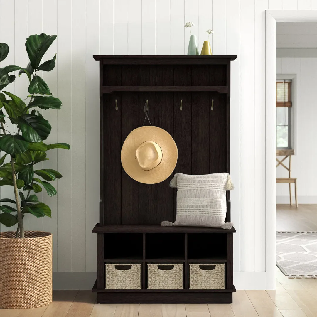 Bridget Hall Tree with Open Storage Sand & Stable™ Color: Midnight Cherry