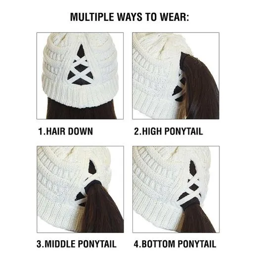 CC Criss Cross High Ponytail Beanie