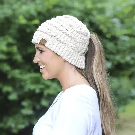 CC Criss Cross High Ponytail Beanie