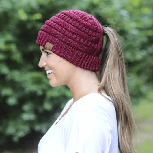 CC Criss Cross High Ponytail Beanie