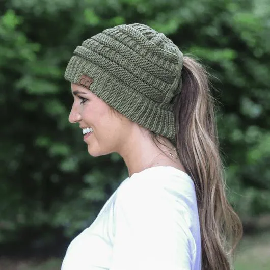 CC Criss Cross High Ponytail Beanie