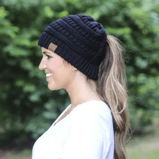 CC Criss Cross High Ponytail Beanie