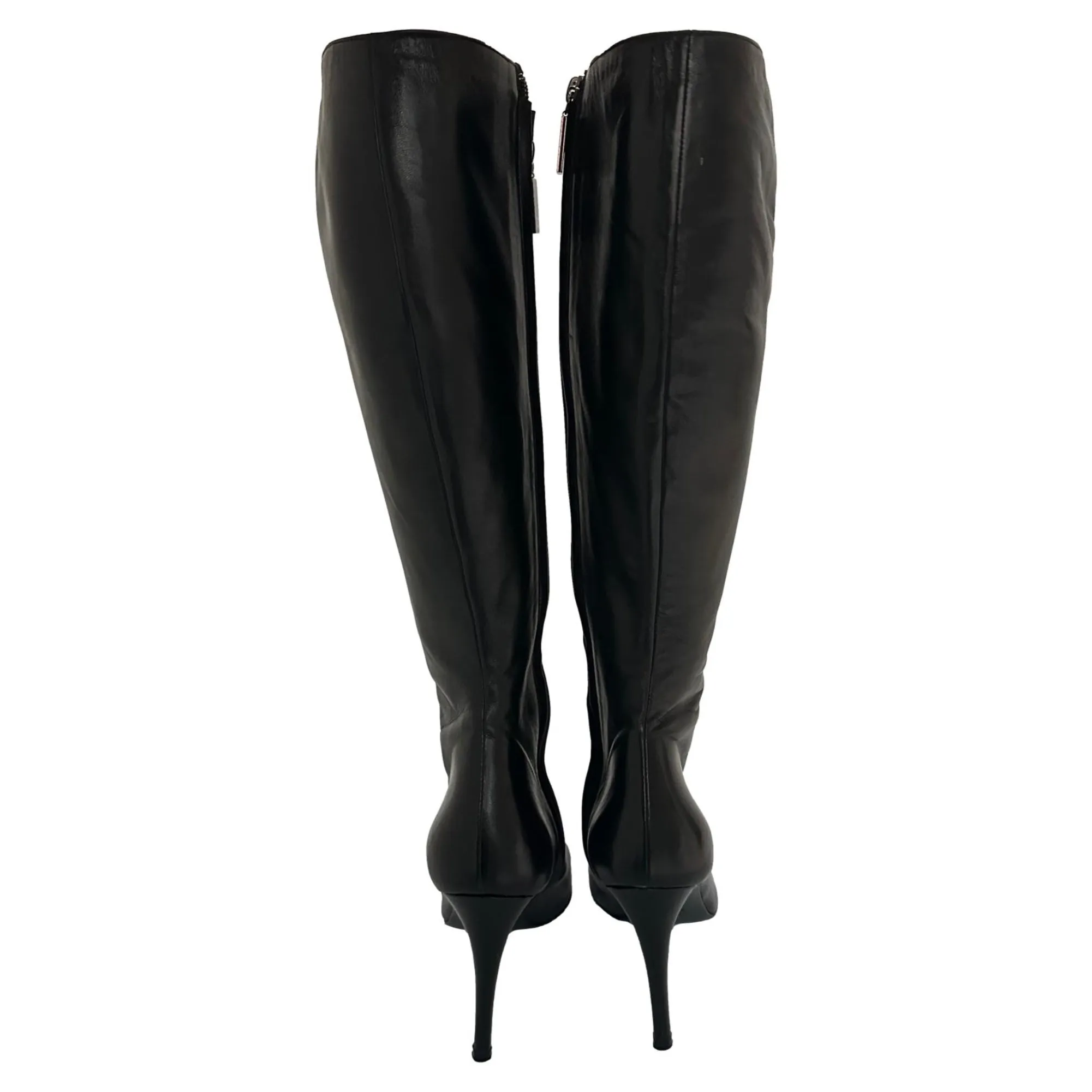 Chanel Black Leather Knee High Boots