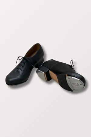 Children's Jazz Tap Leather Lace Up Tap Shoes - Black