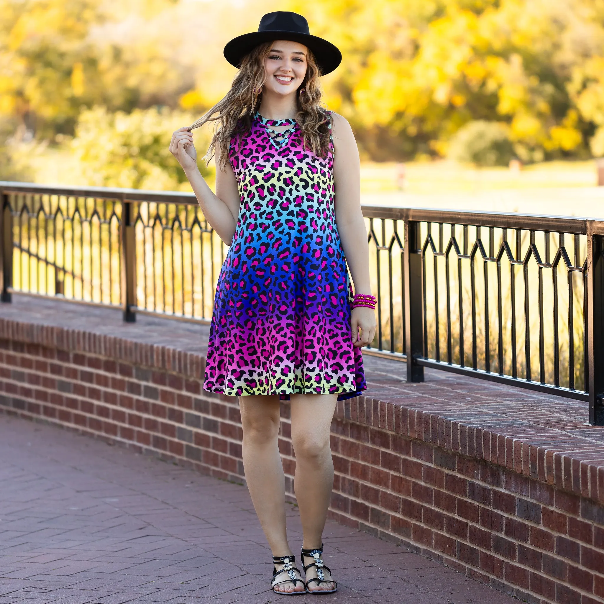 Colorful Leopard dress with pockets