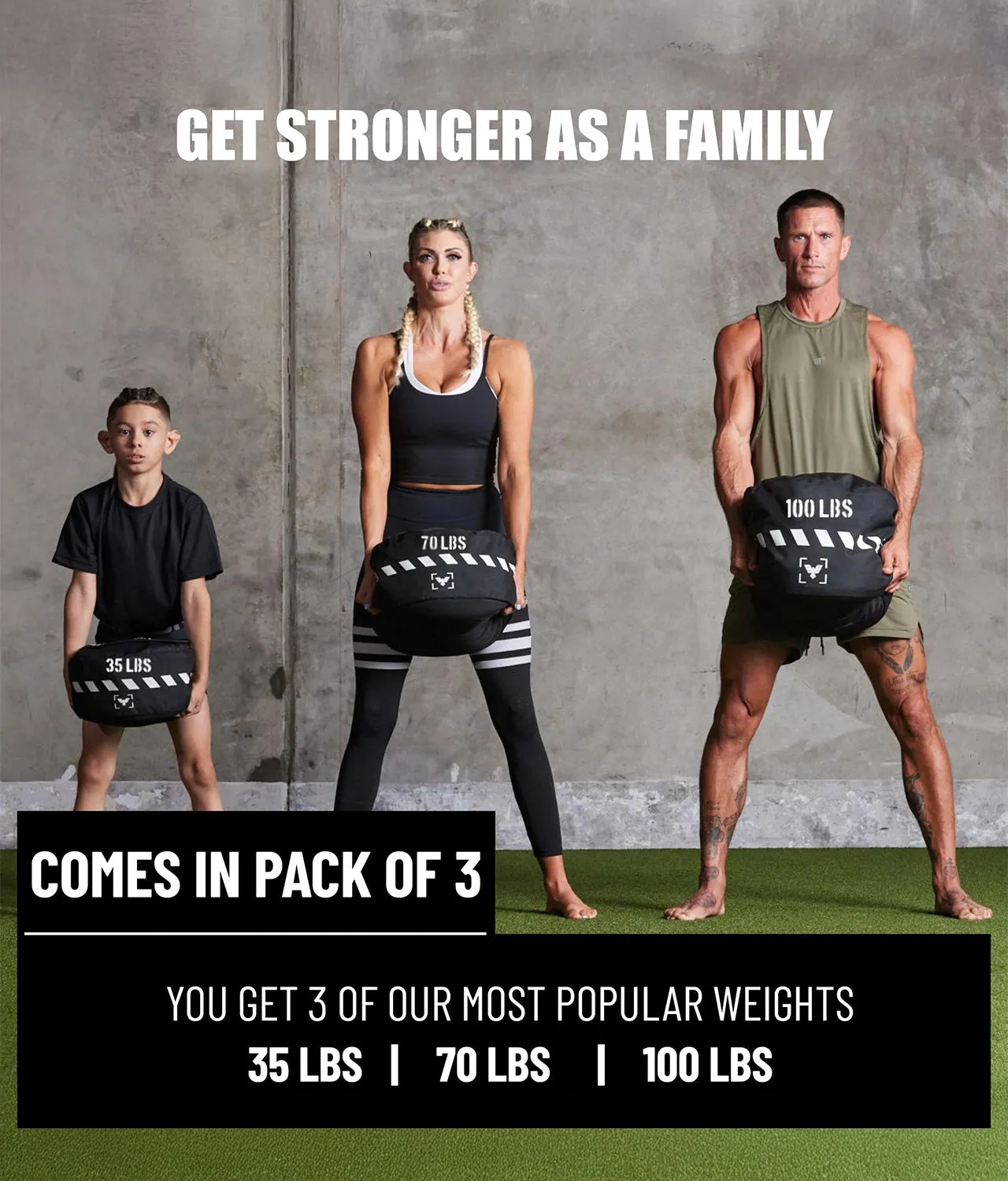 Core Black Round Sand Bag - Set of 3