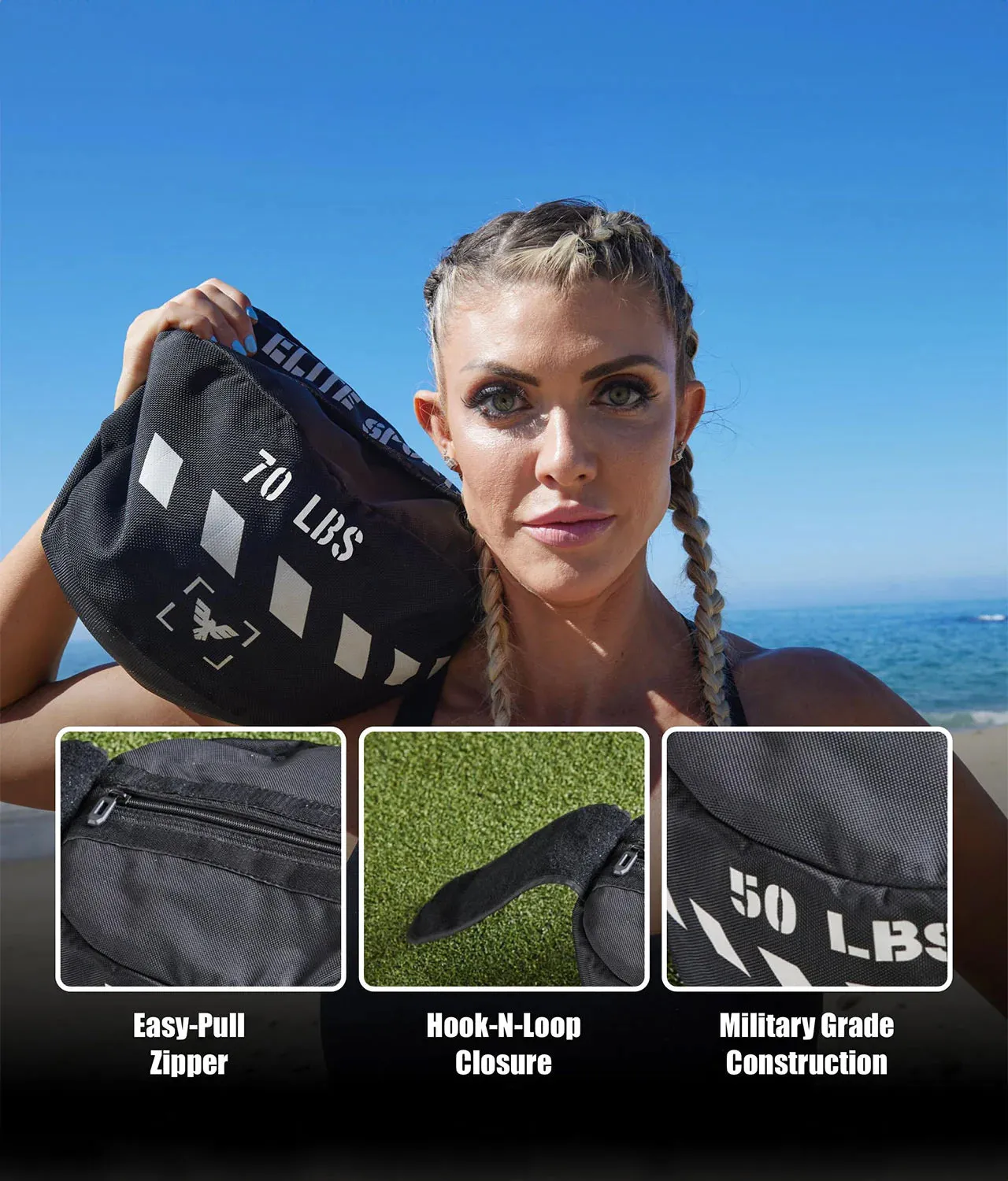 Core Black Round Sand Bag - Set of 3