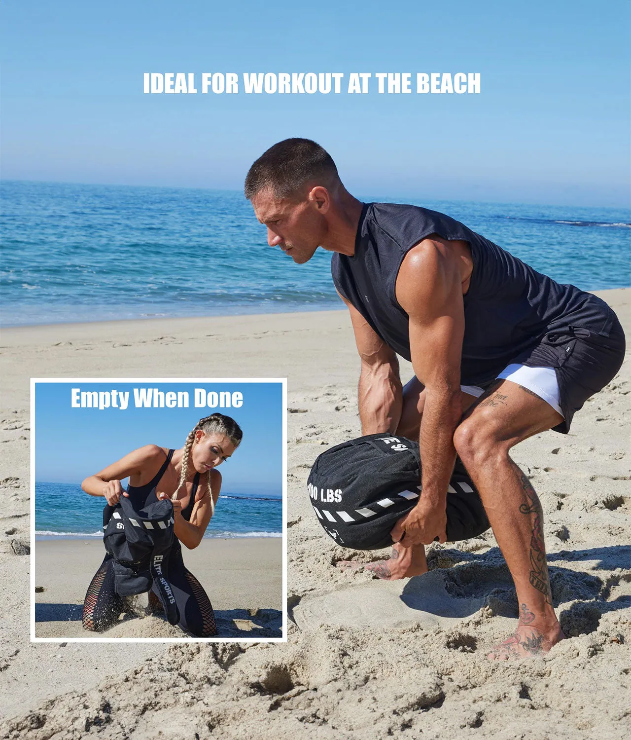 Core Black Round Sand Bag - Set of 3