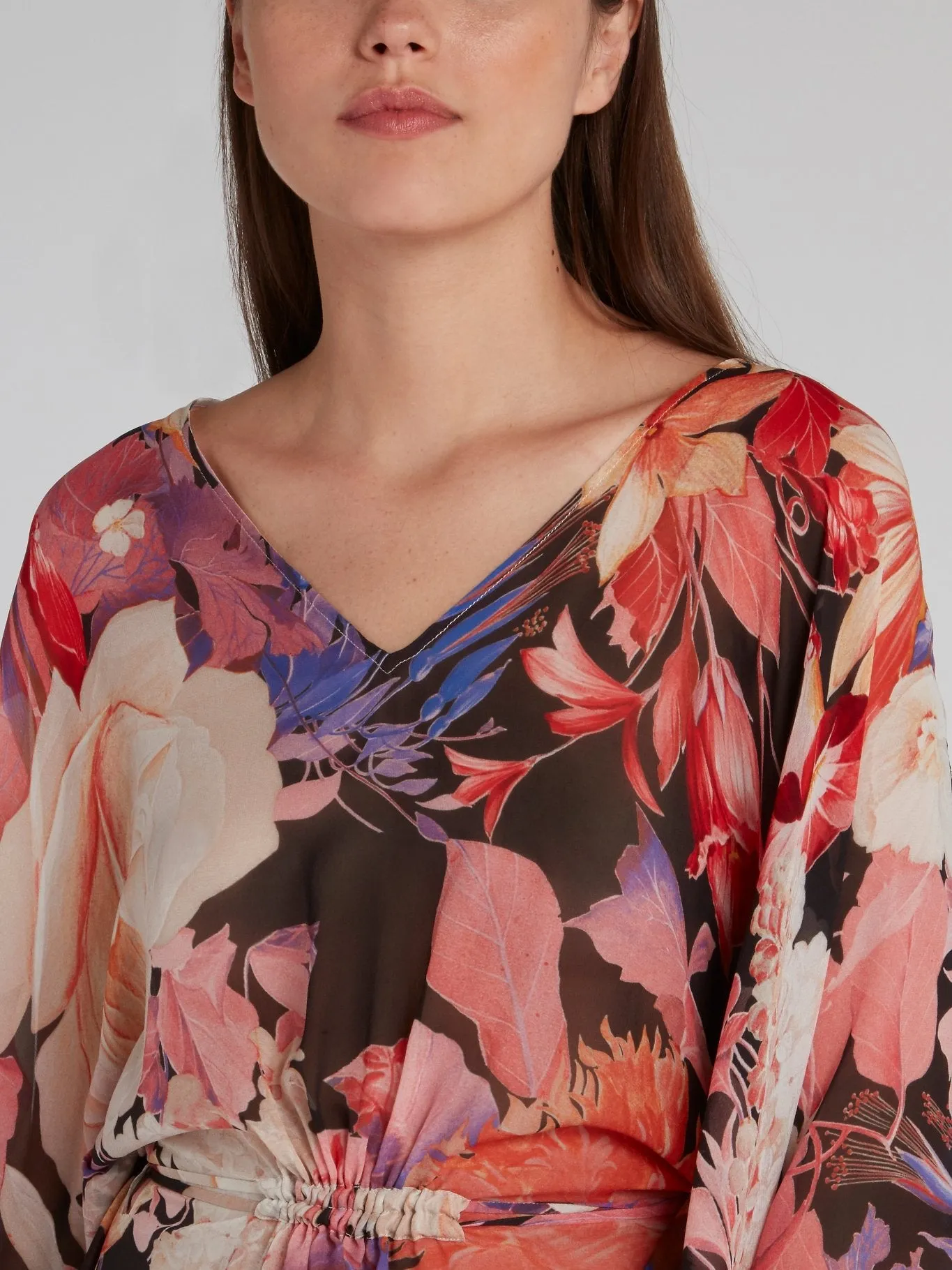 Corsage Gathered Waist Short Kaftan