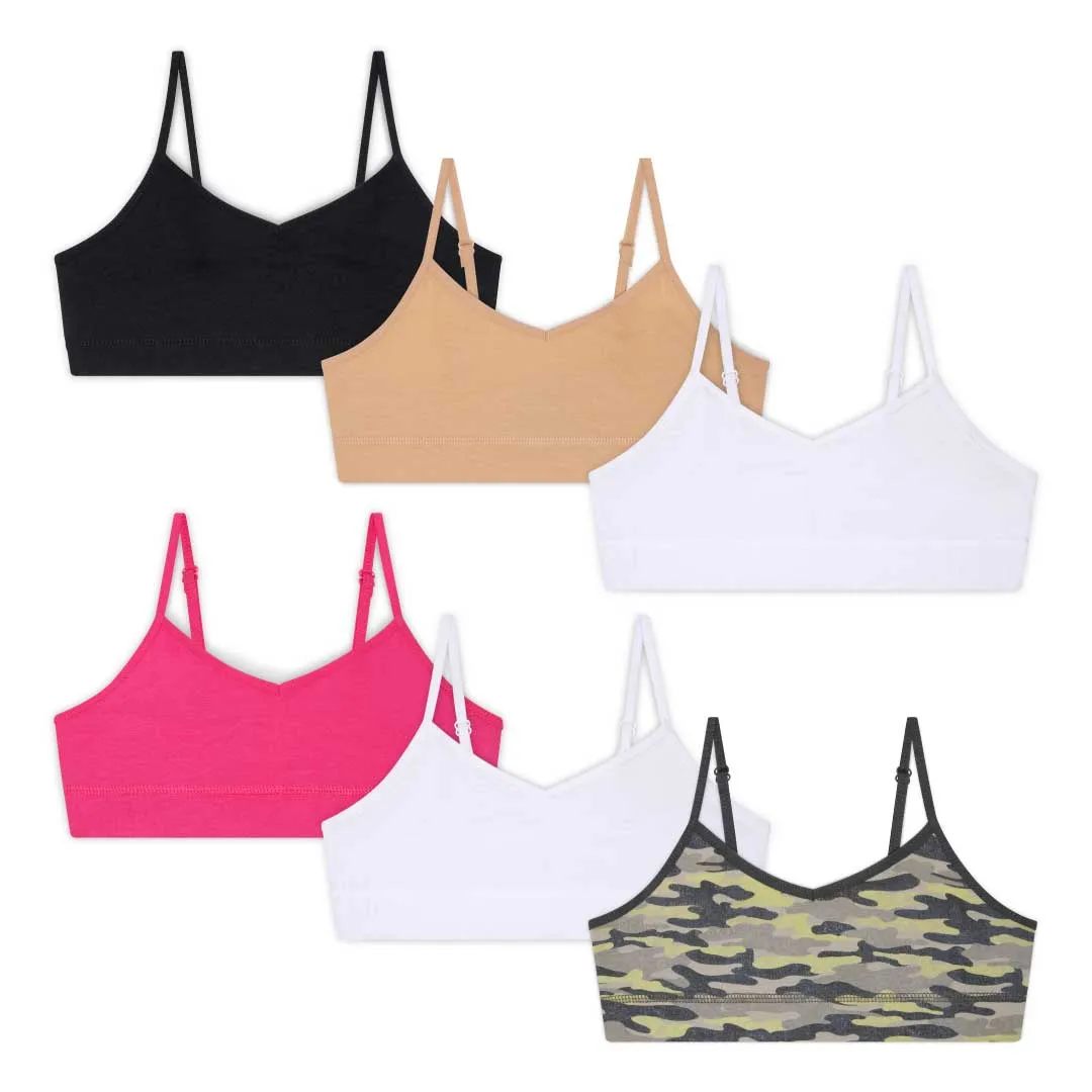 Cotton Spandex Unpadded Training Bras - 6 Pack