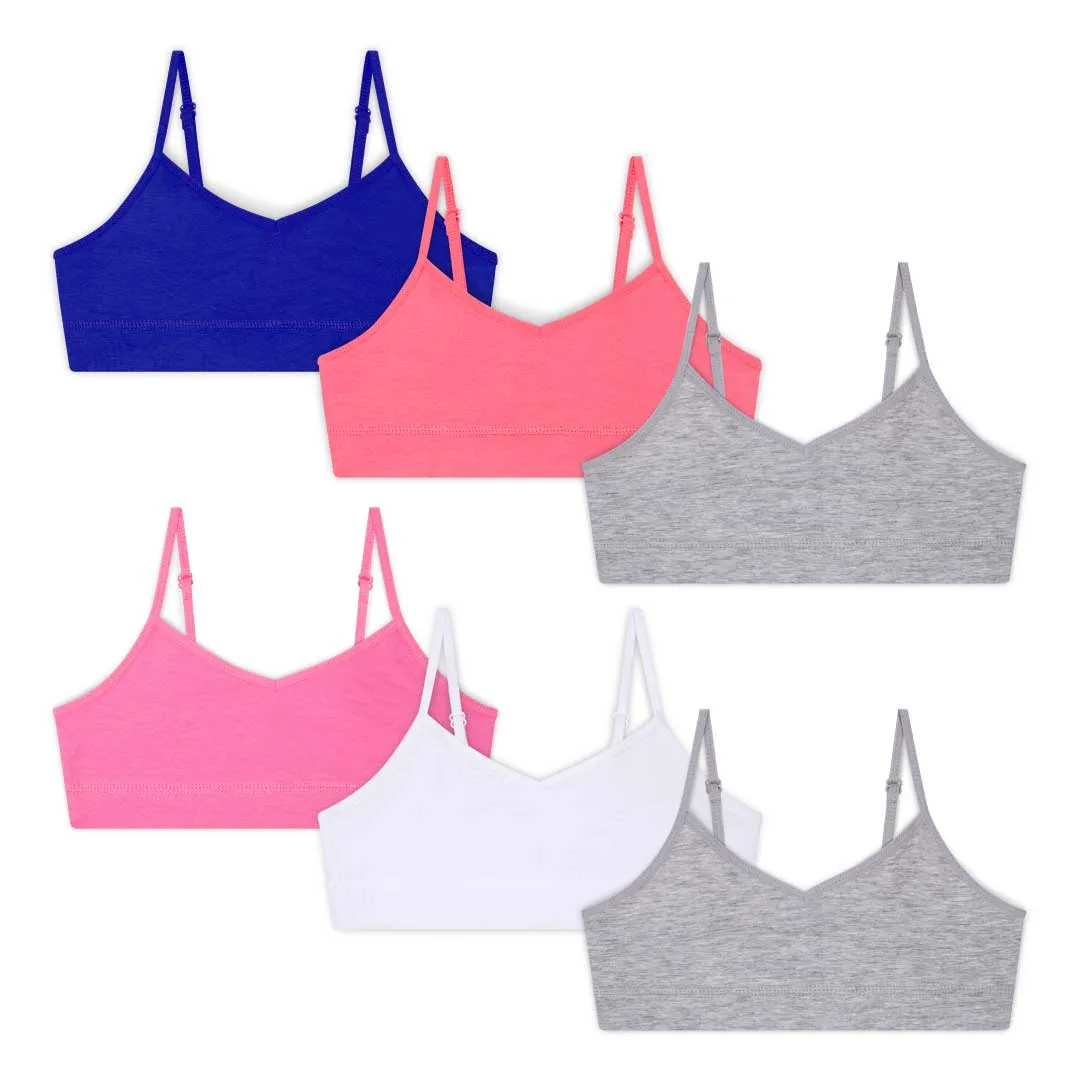 Cotton Spandex Unpadded Training Bras - 6 Pack