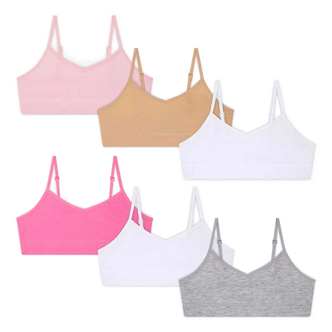 Cotton Spandex Unpadded Training Bras - 6 Pack