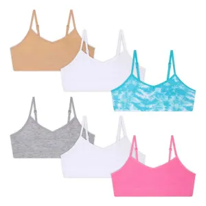 Cotton Spandex Unpadded Training Bras - 6 Pack