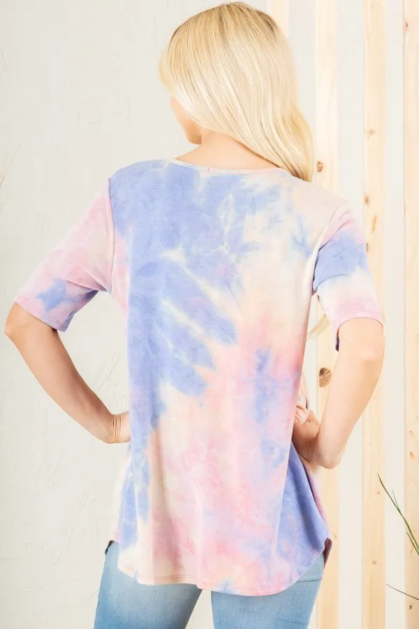 Crisscross Multi Color Tie Dye Babydoll Top