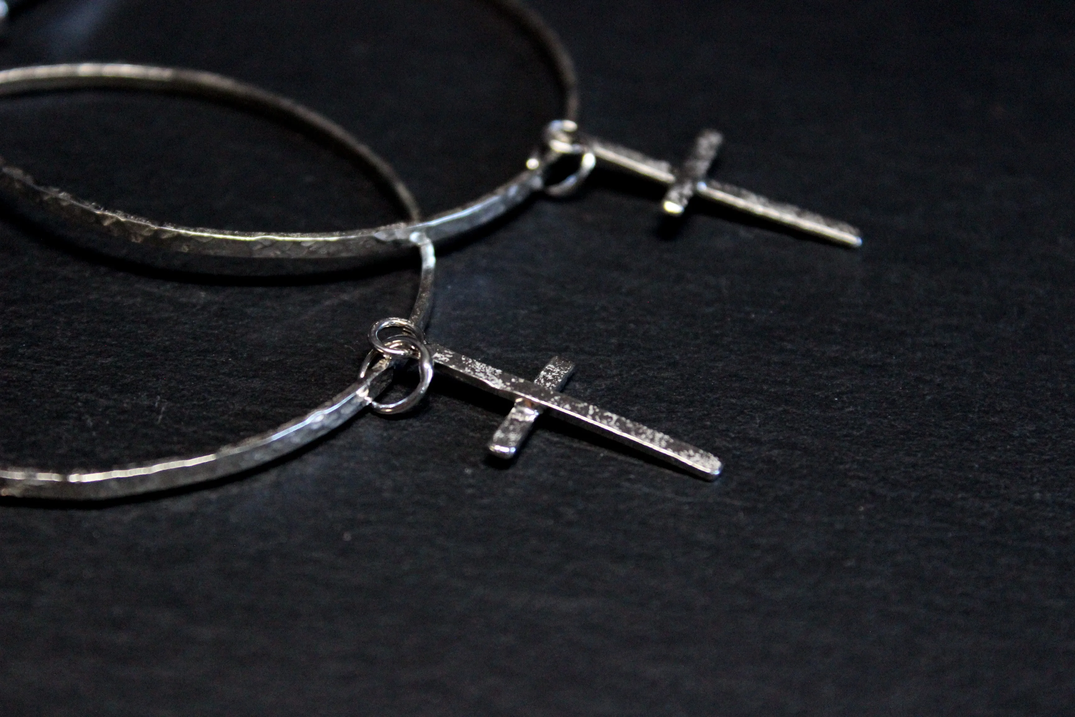 cross hoop dangle earrings
