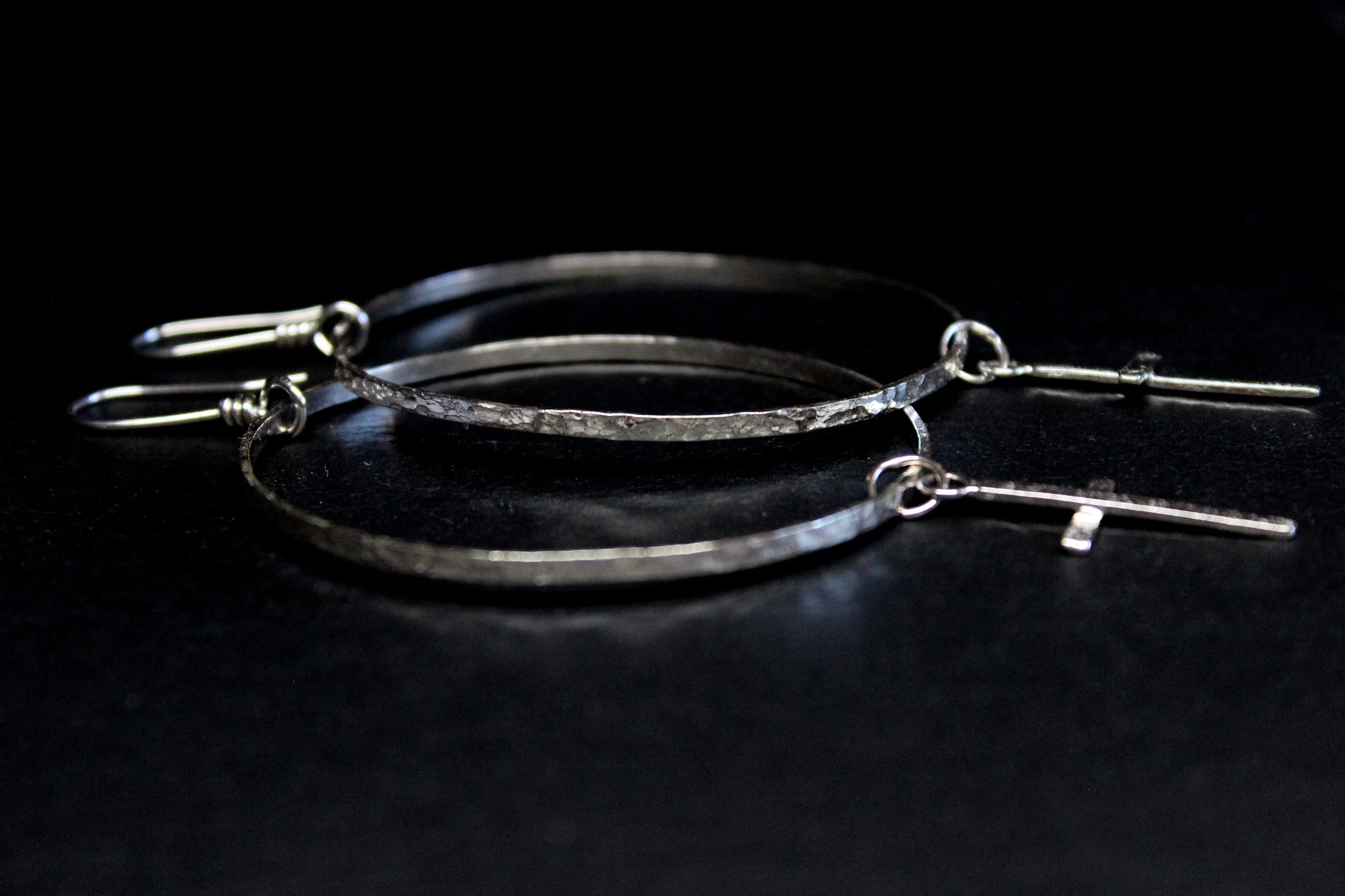 cross hoop dangle earrings