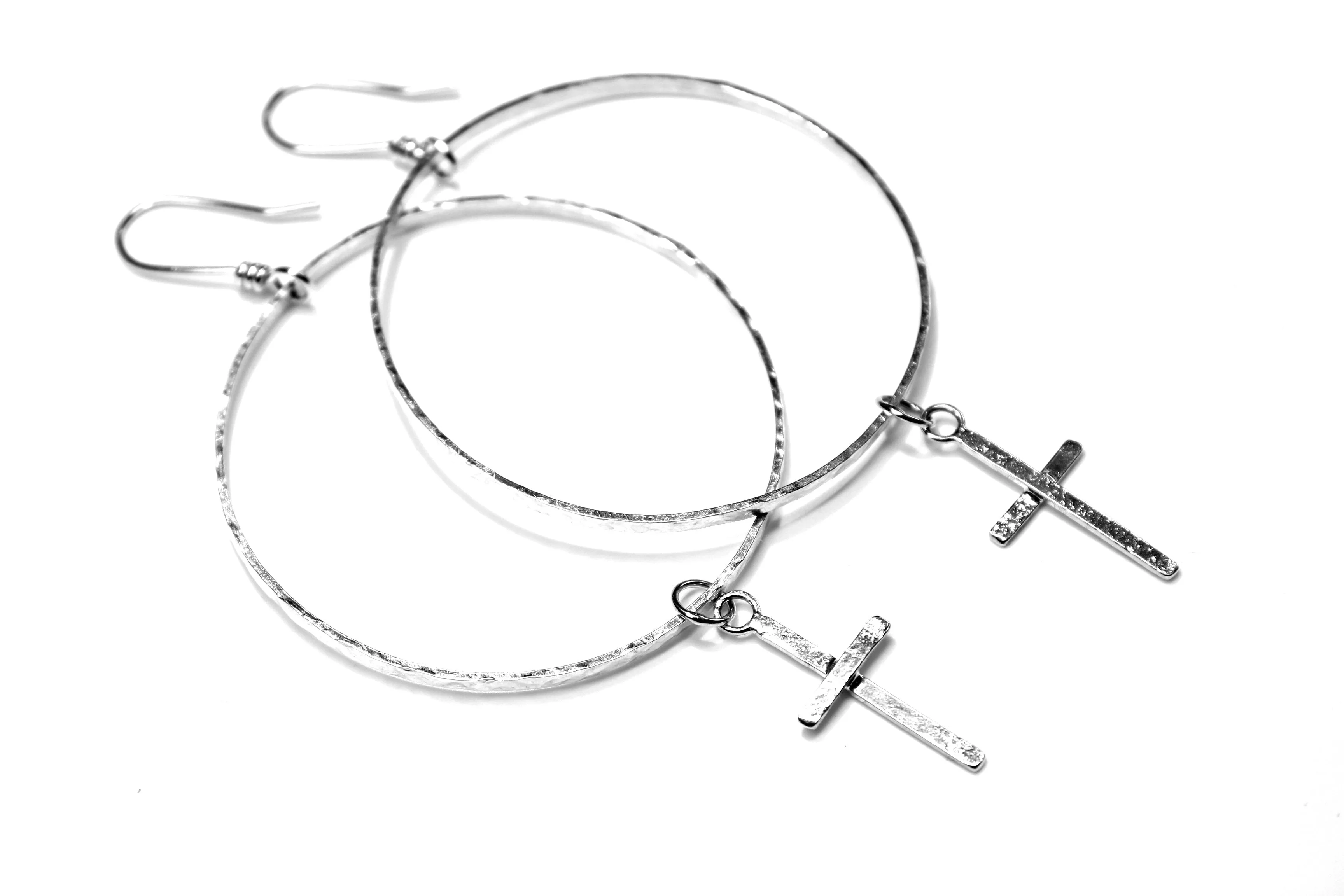 cross hoop dangle earrings