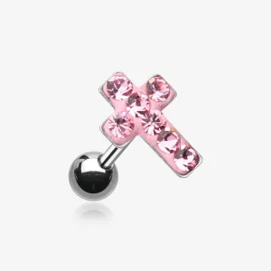 Cross Multi-Gem Cartilage Earring