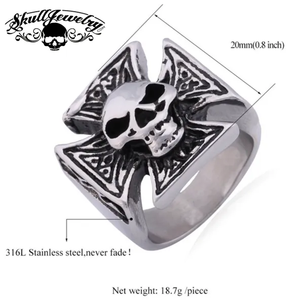 'Cynical Skull' Cross Ring (013)