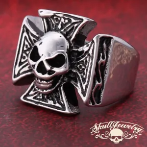 'Cynical Skull' Cross Ring (013)