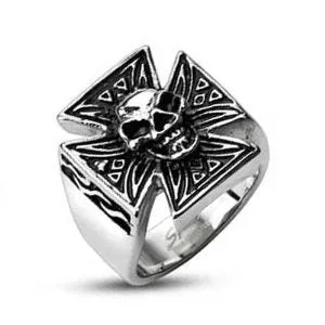 'Cynical Skull' Cross Ring (013)