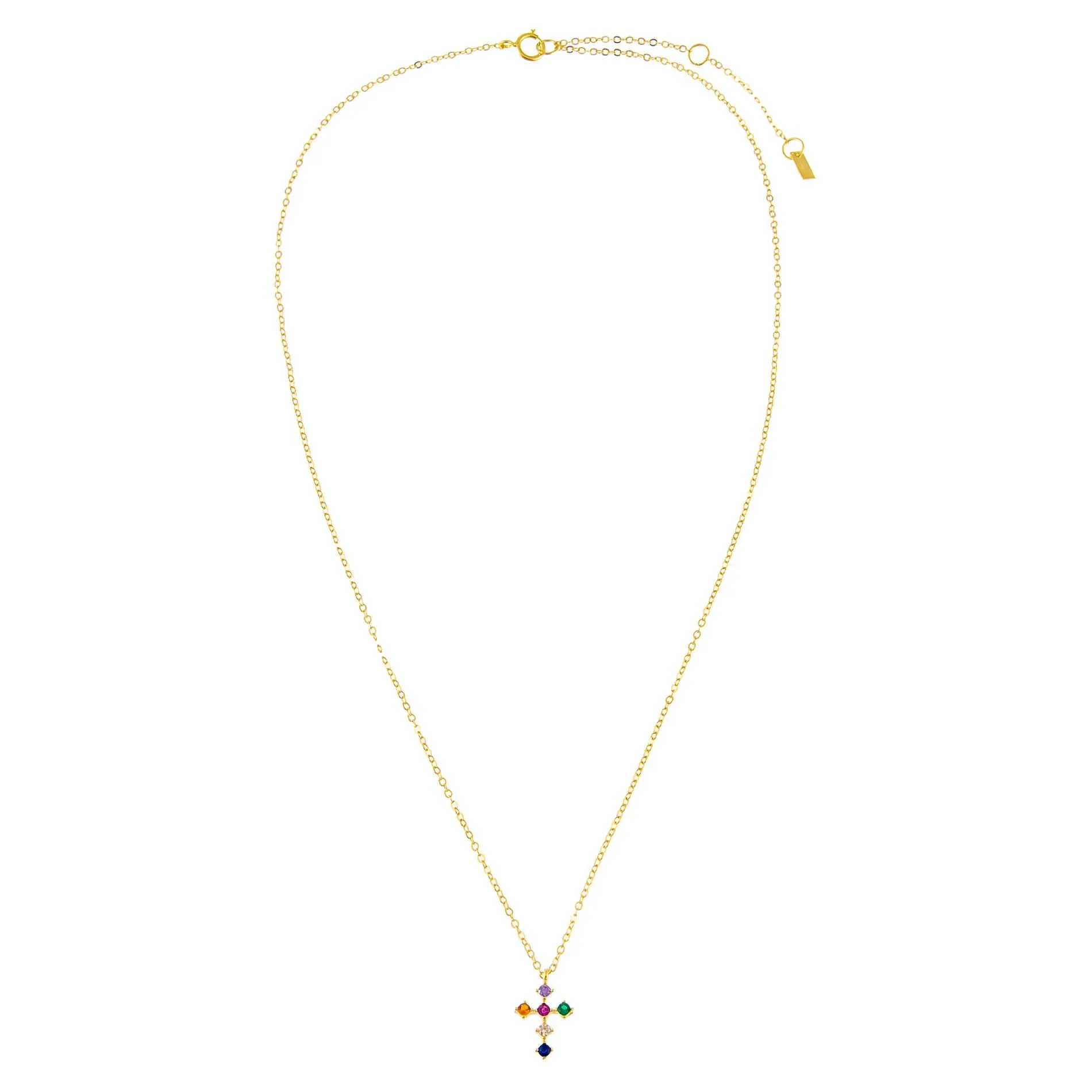 CZ Rainbow Cross Necklace